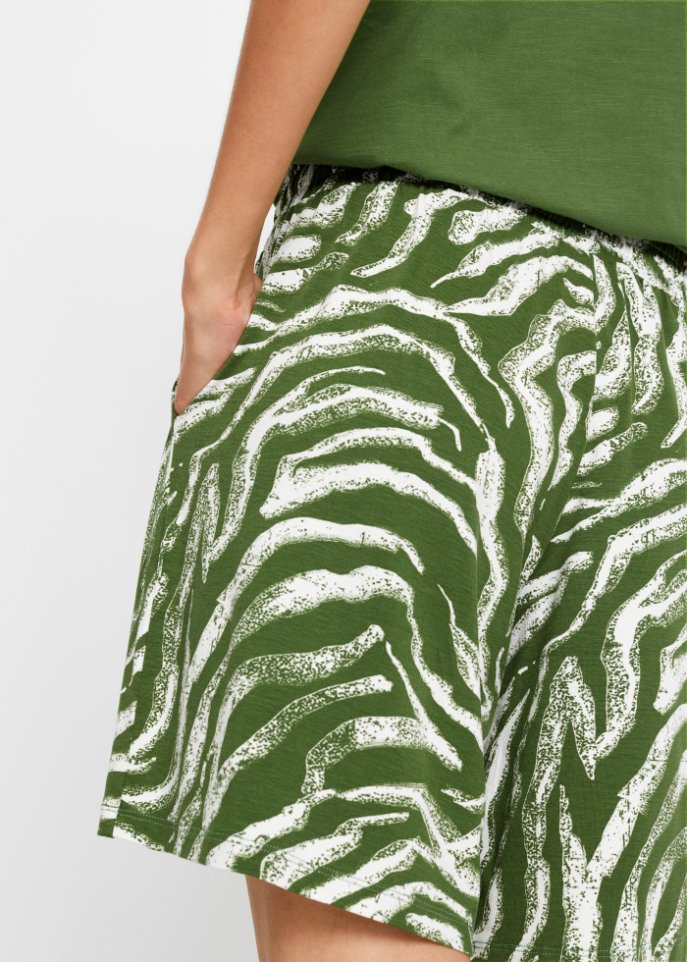 Weite Viskose-Jerseyshorts mit High-Waist-Bequembund