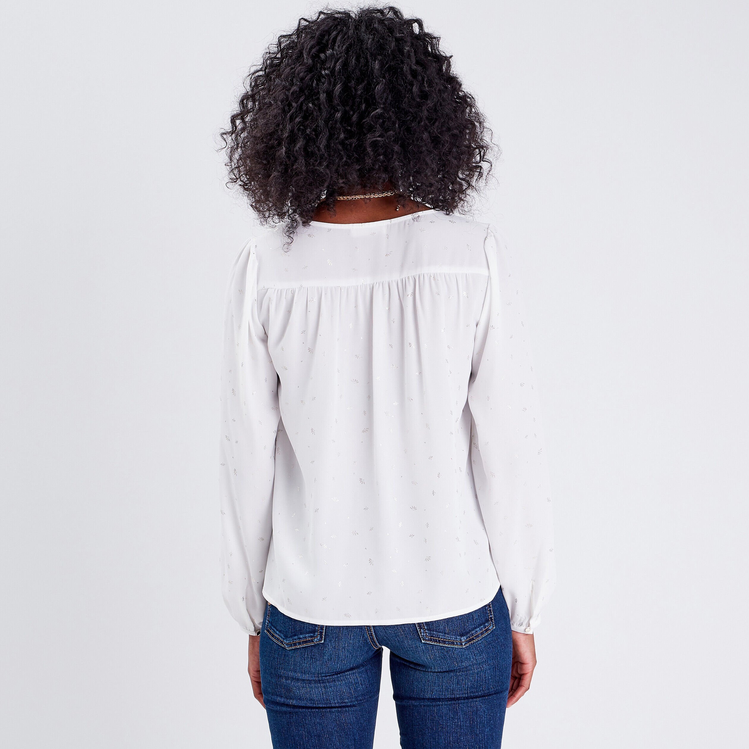 Blouse manches longues blanc femme | Cache Cache