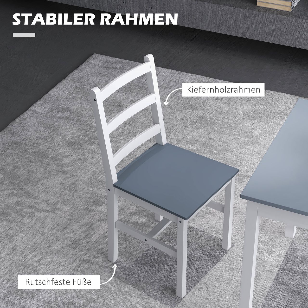 HOMCOM Essgruppe 3er-Set, Esstisch mit 2 Stühlen, Küchentisch-Set für 2 Personen