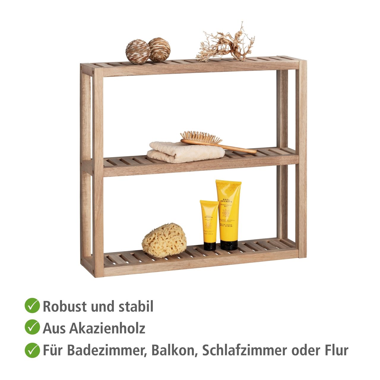 Wenko Wandregal Mod. Acina, Badezimmerregal, Wohnregal, FSC® zertifiziert
