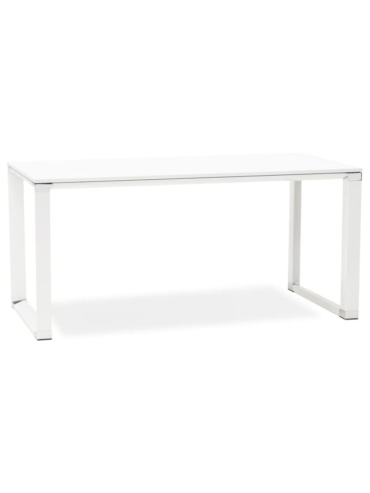 KADIMA DESIGN Schreibtisch 160x80 cm ergonomisch gerade Form, Melaminholz & Metall in Weiß günstig kaufen