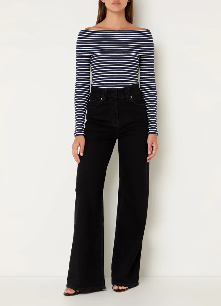 Top Neo Noir Lessy con scollo a spalle scoperte e texture a coste.