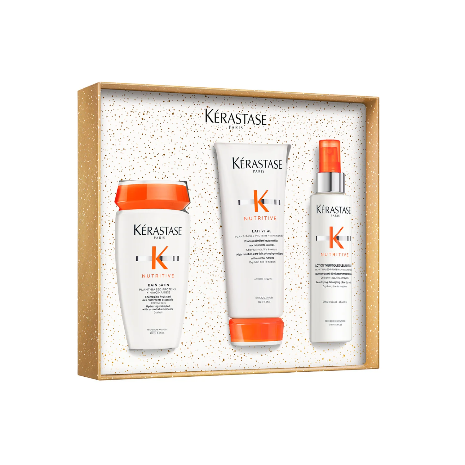 Nutritive Holidays 2025 Gavesæt - Hårgavesæt, Nærende Shampoo, Nærende Balsam, Varmebeskyttende Spray