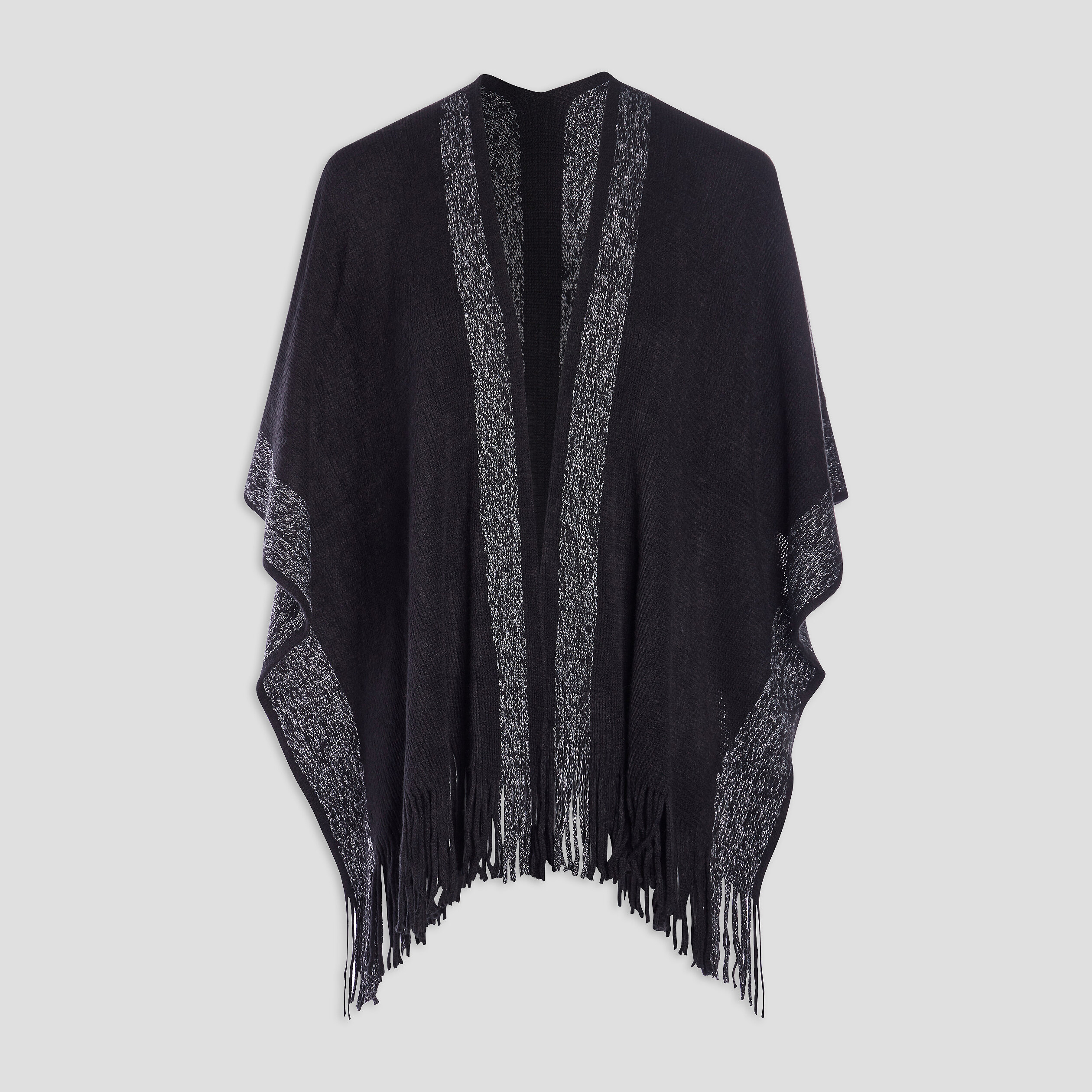 Poncho avec bandes métallisées noir femme | La Halle