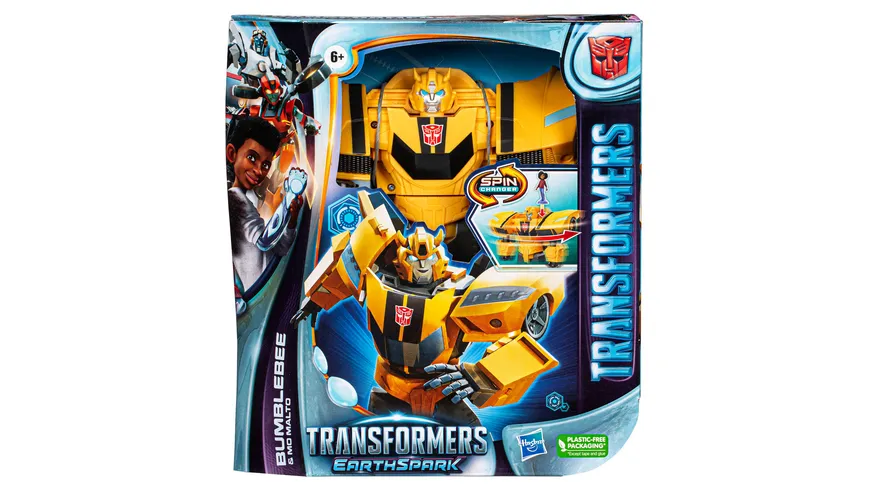 Hasbro - Transformers Spielzeug EarthSpark Spin Changer Bumblebee und Mo Malto Figur