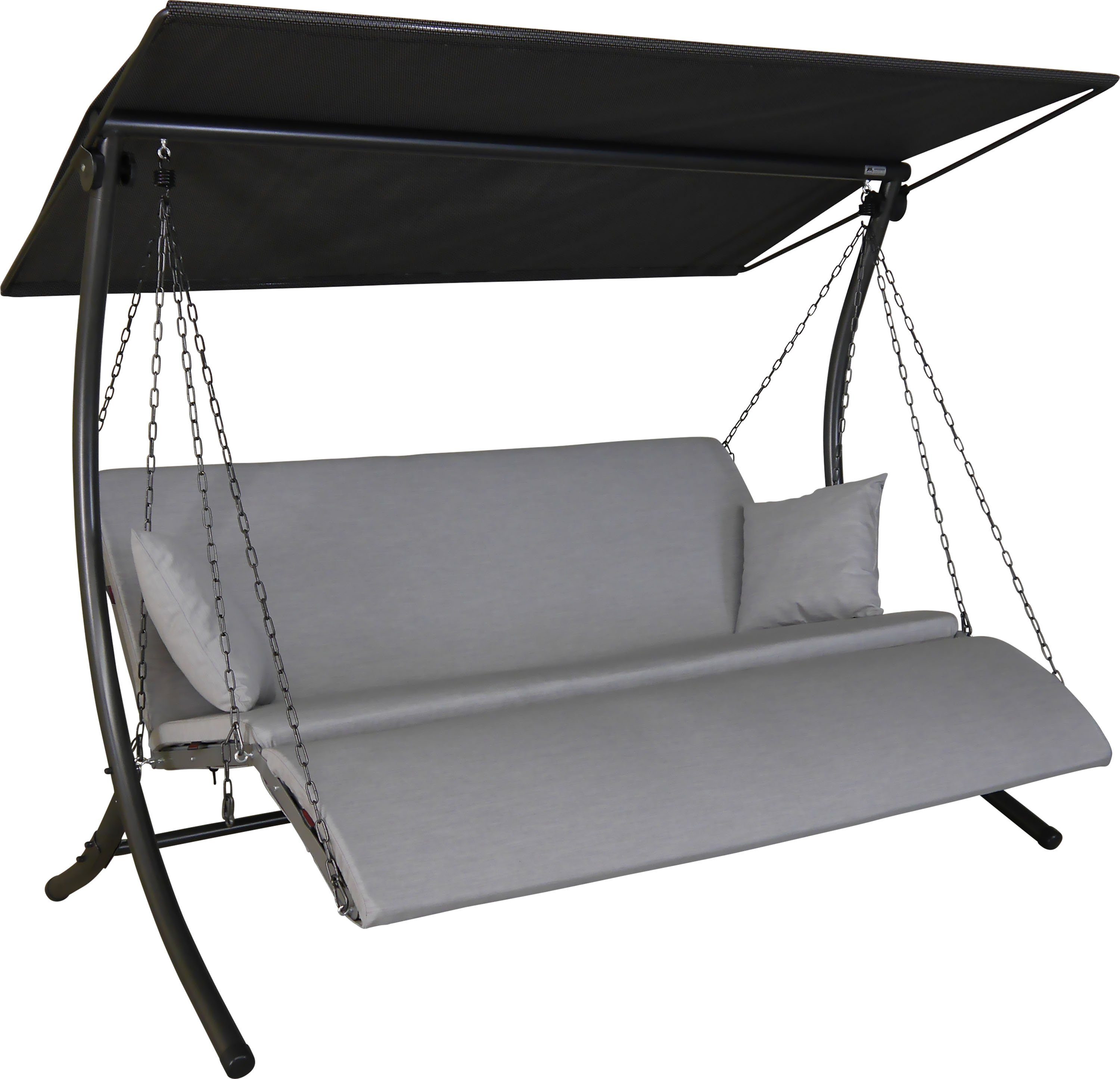 Angerer Freizeitmöbel Hollywoodschaukel Luxus Zip granit, 3-Sitzer, Bettfunktion, BxTxH: 210x145x160 cm