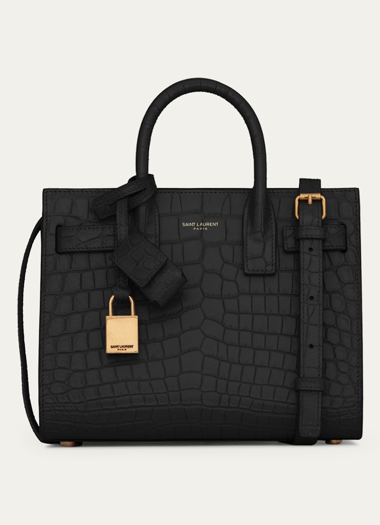 Saint Laurent Sac de Jour Nano-veske i kalveskinn med krokodilletekstur