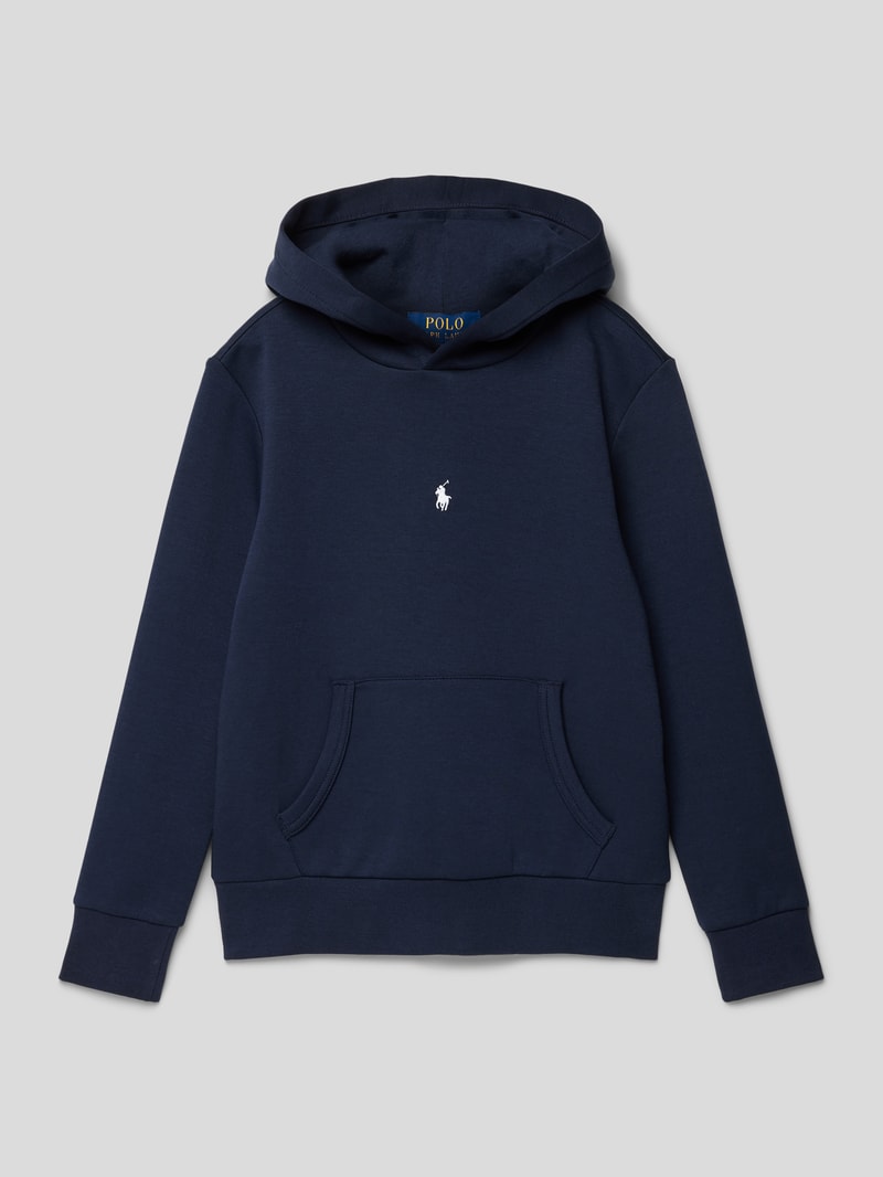 Hoodie aus Baumwoll-Mix mit Label-Detail in marineblau