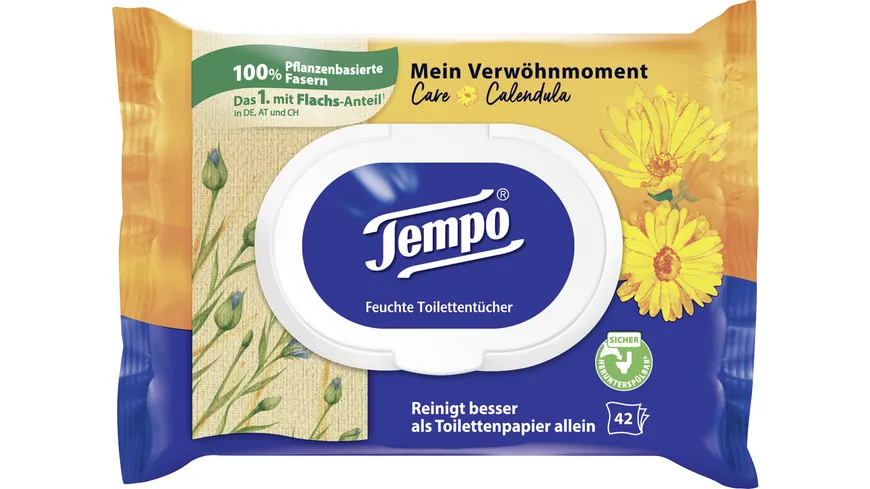 Tempo feuchte Toilettentücher Mein Verwöhnmoment Care Calendula