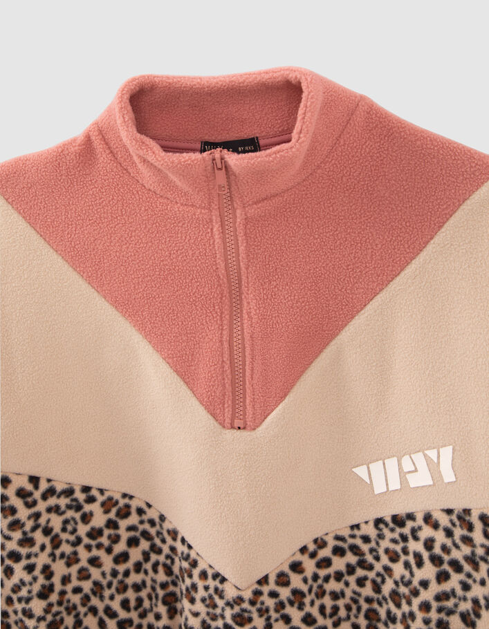 Sweat beige polaire esprit color block fille