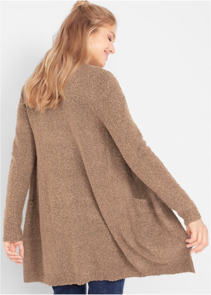 Boucle-Longstrickjacke