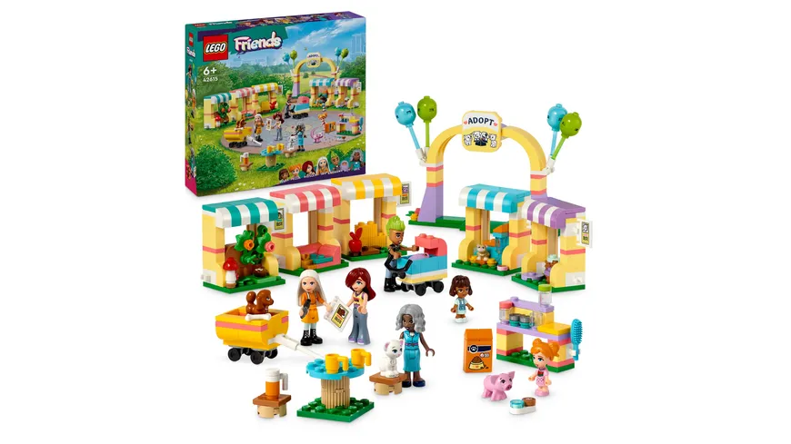 LEGO Friends 42615 Tieradoptionstag, Set mit Spielzeug-Tieren inkl. Hund