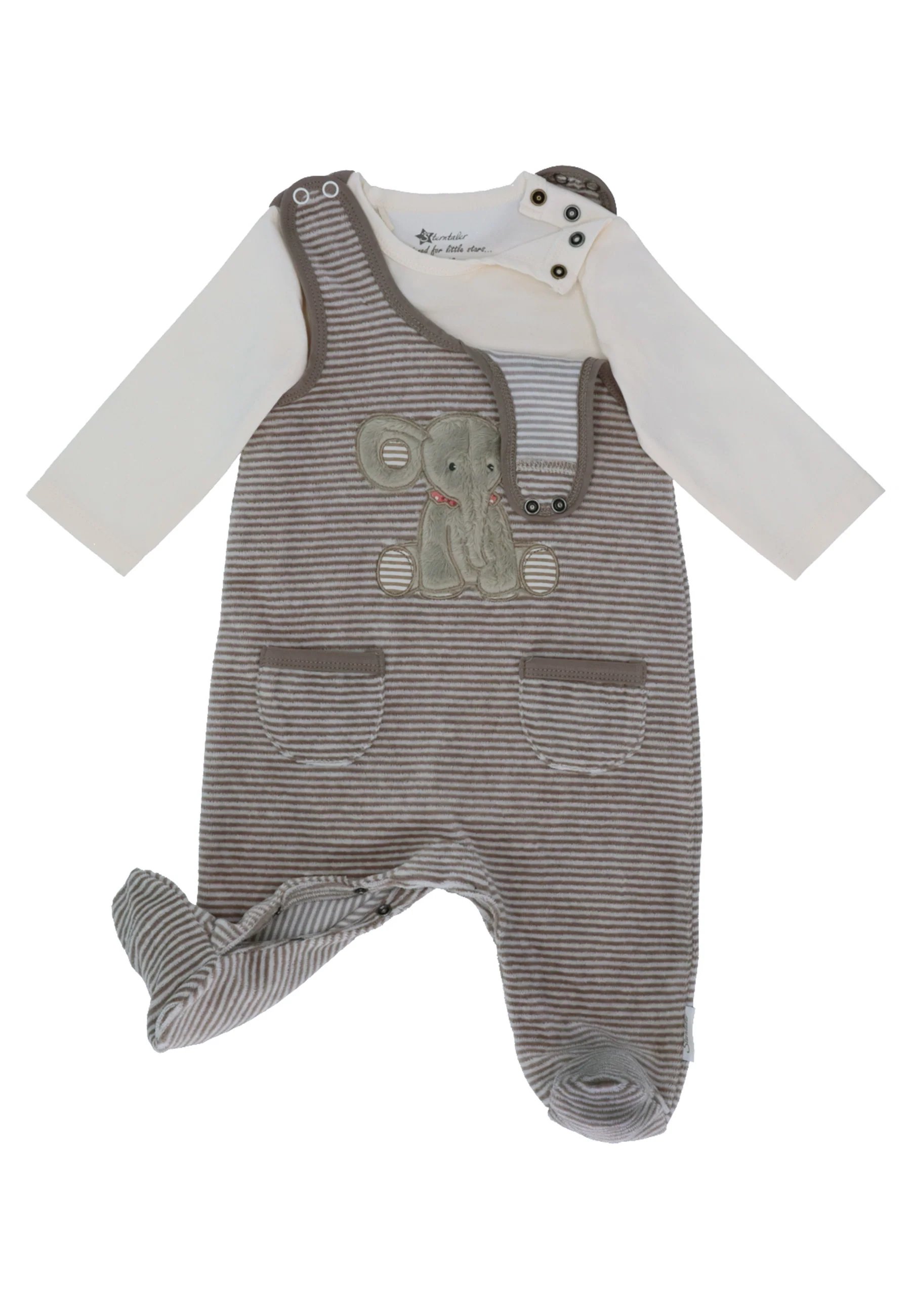 Baby Strampler aus Nicki, Motiv Elefant Eddy, Grau