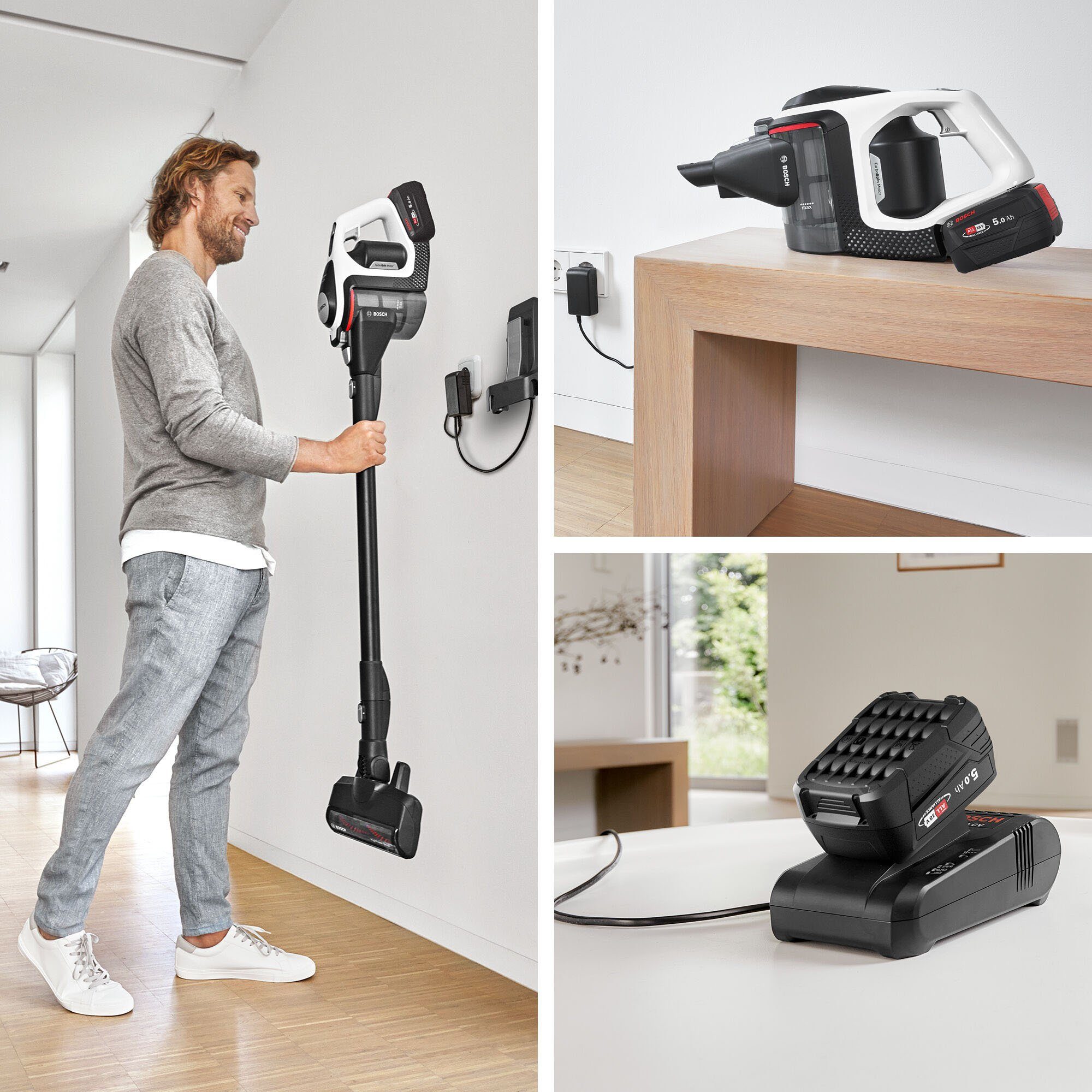 BOSCH Akku-Stielstaubsauger BSS825ALL Unlimited Serie 8 Gen2, beutellos, 45 Min. Laufzeit, inkl. umfangreichen Zubehör, Schnelladegerät
