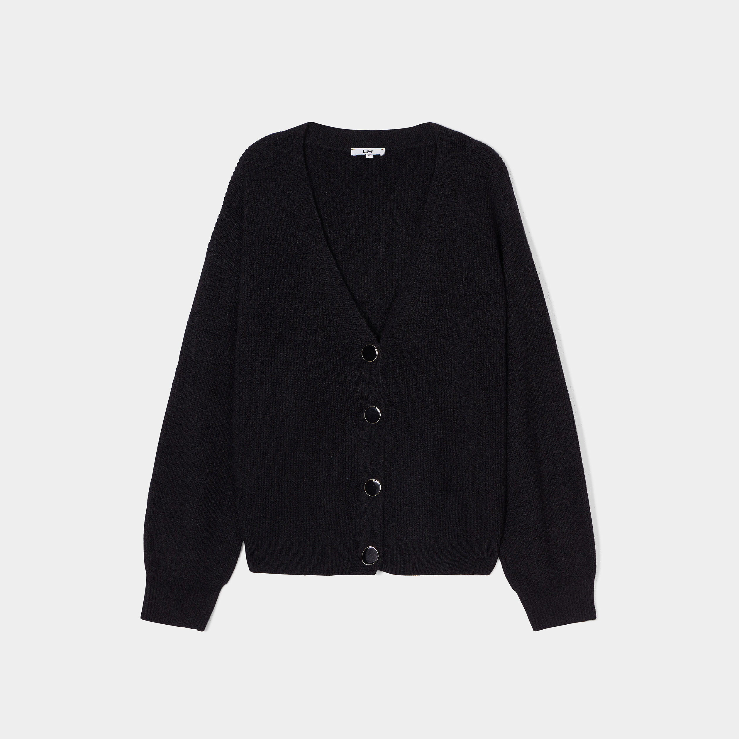 Gilet boutonné col en V noir femme | La Halle