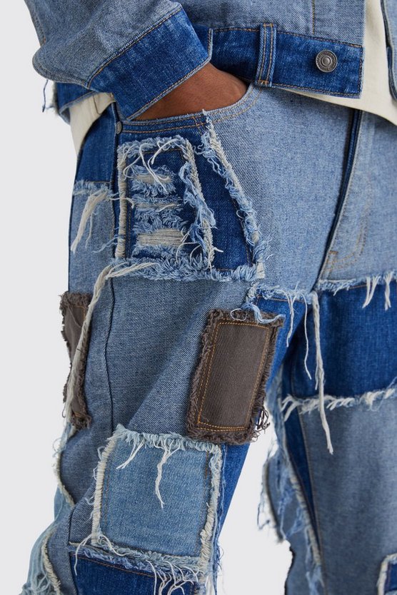 Patchwork Jeans mit geradem Bein