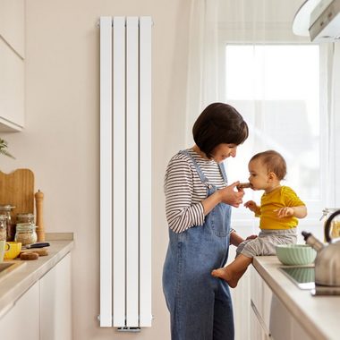 EMKE Heizkörper Flach Heizkörper Klein Design Paneelheizkörper, Vertikal Doppellagig, Mittelanschluss, Anthrazit/Weiß