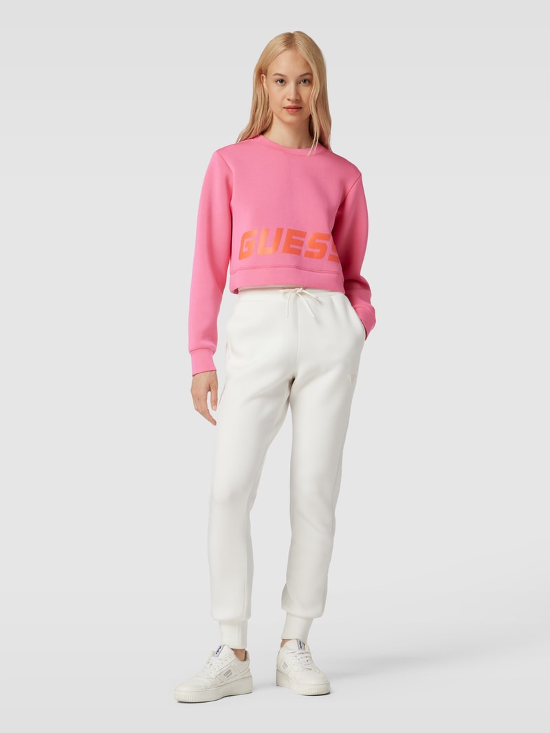 Crop Sweatshirt mit Label-Print Modell 'ALETHA' in pink