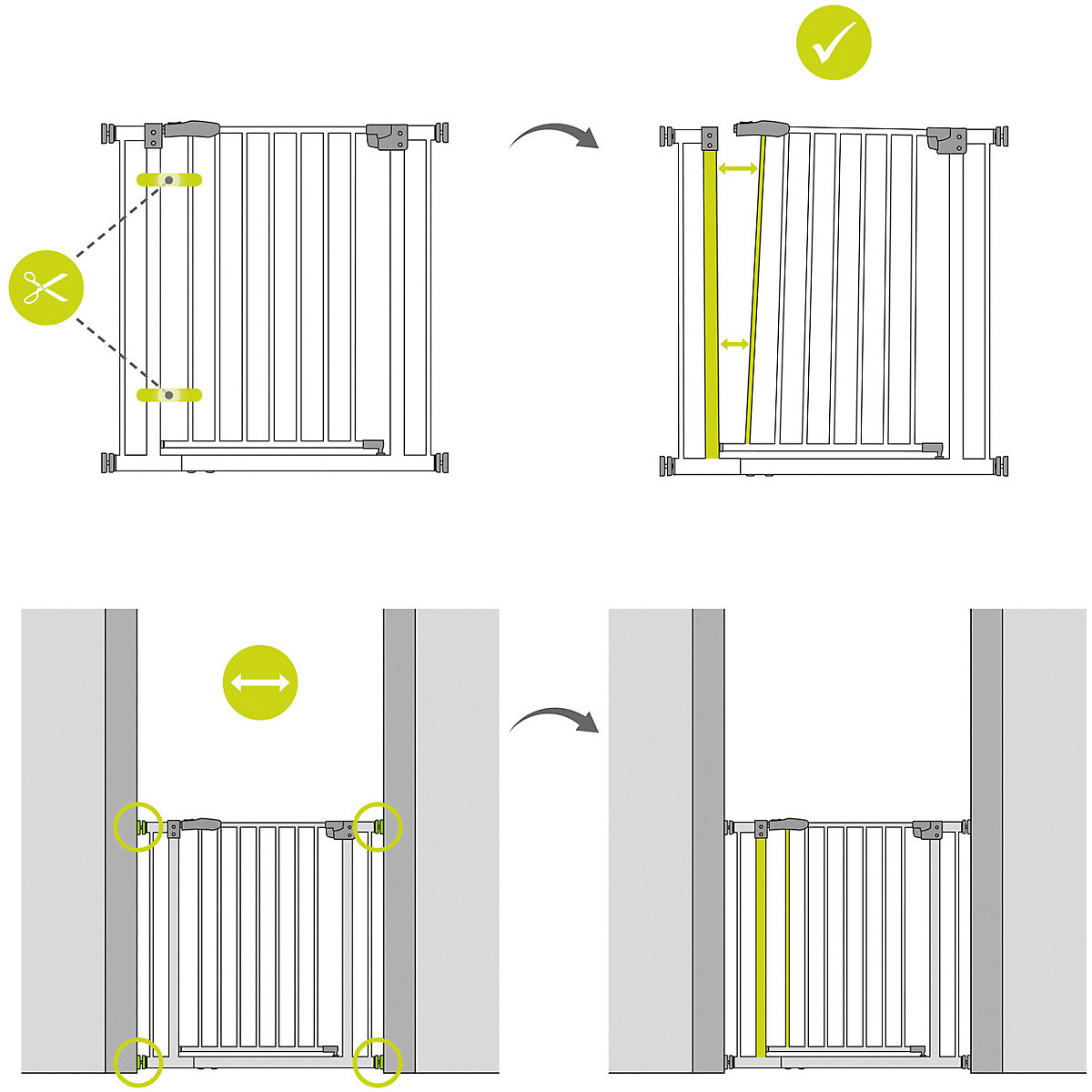 Tür-und Treppenschutzgitter Stop N Safe 2, 96 - 101cm, inkl. 21cm Verlängerung, silber