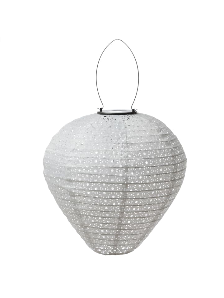 MARELIDA 2x LED Solar Lampion mit Blumenmuster D: 25cm/30cm in weiß günstig kaufen onesize
