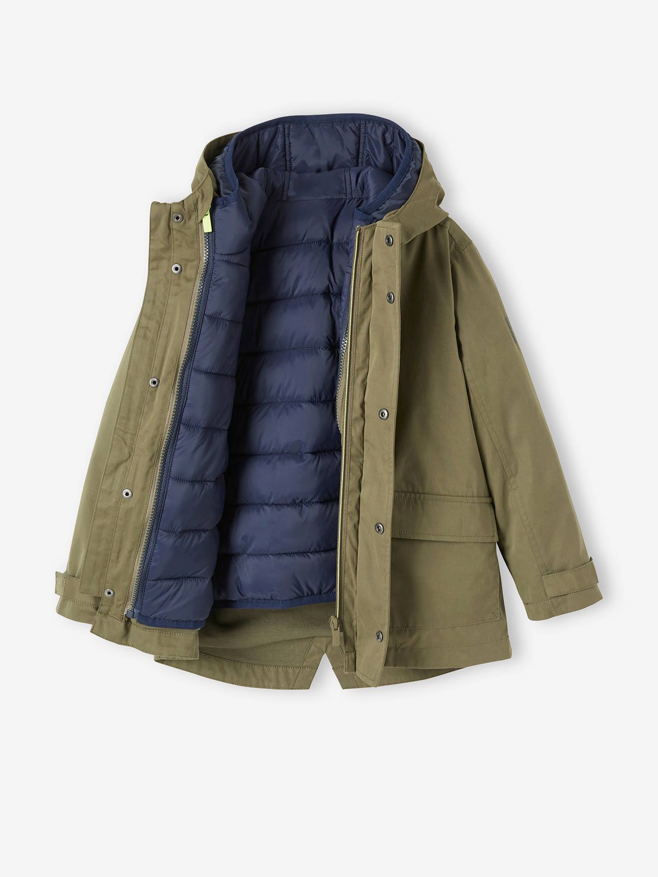 Parka 3 en 1 garçon mi-saison bleu grisé