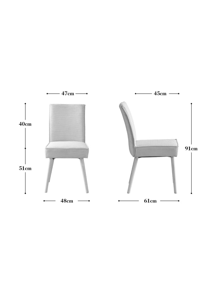 B&D Home 2er-Set: Esszimmerstuhl CEDRIC in Anthrazit - (B)48 x (H)91 x (T)61 cm günstig kaufen onesize