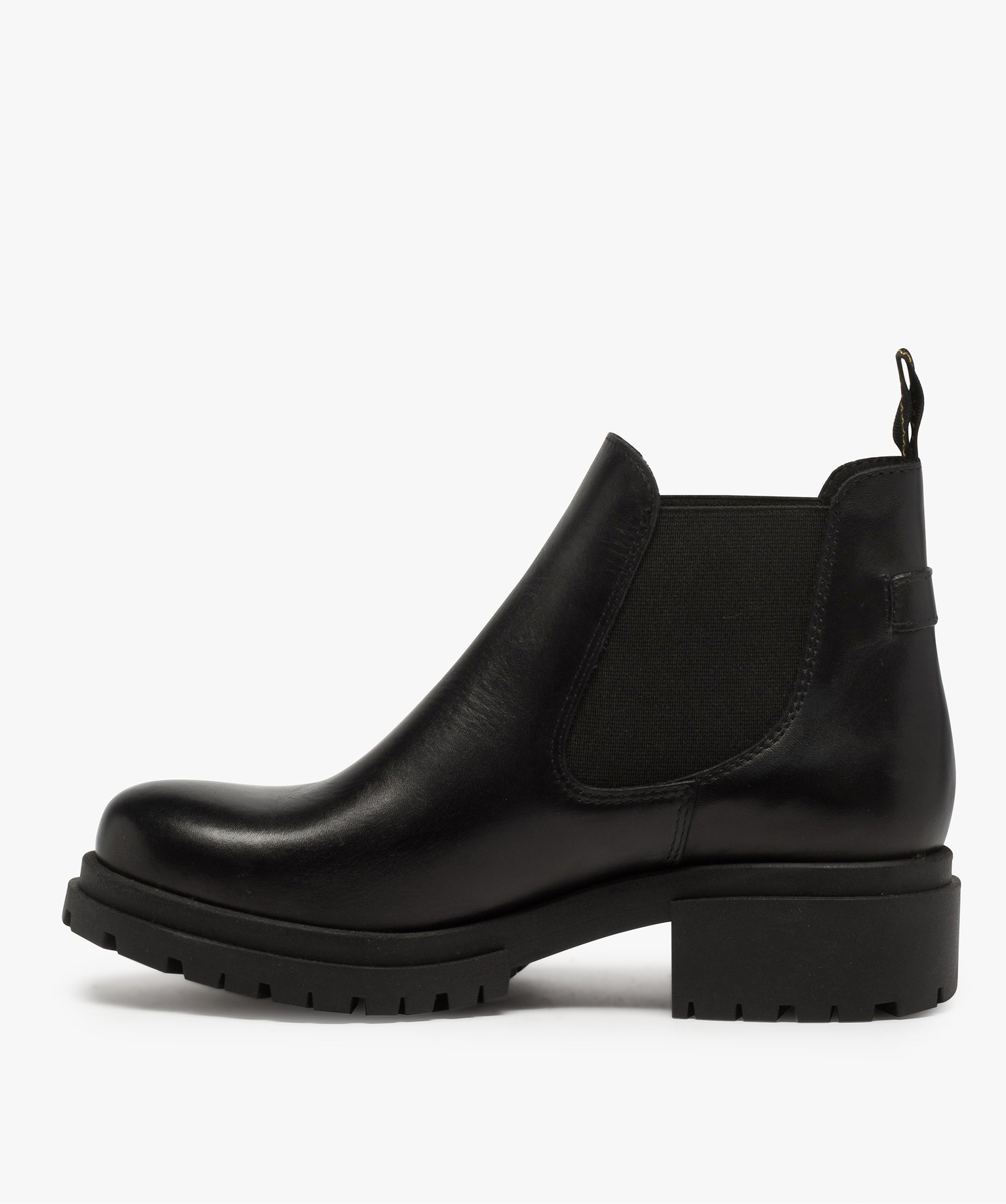 Boots femme style chelsea unis à talon carré et semelle cr... noir | GEMO