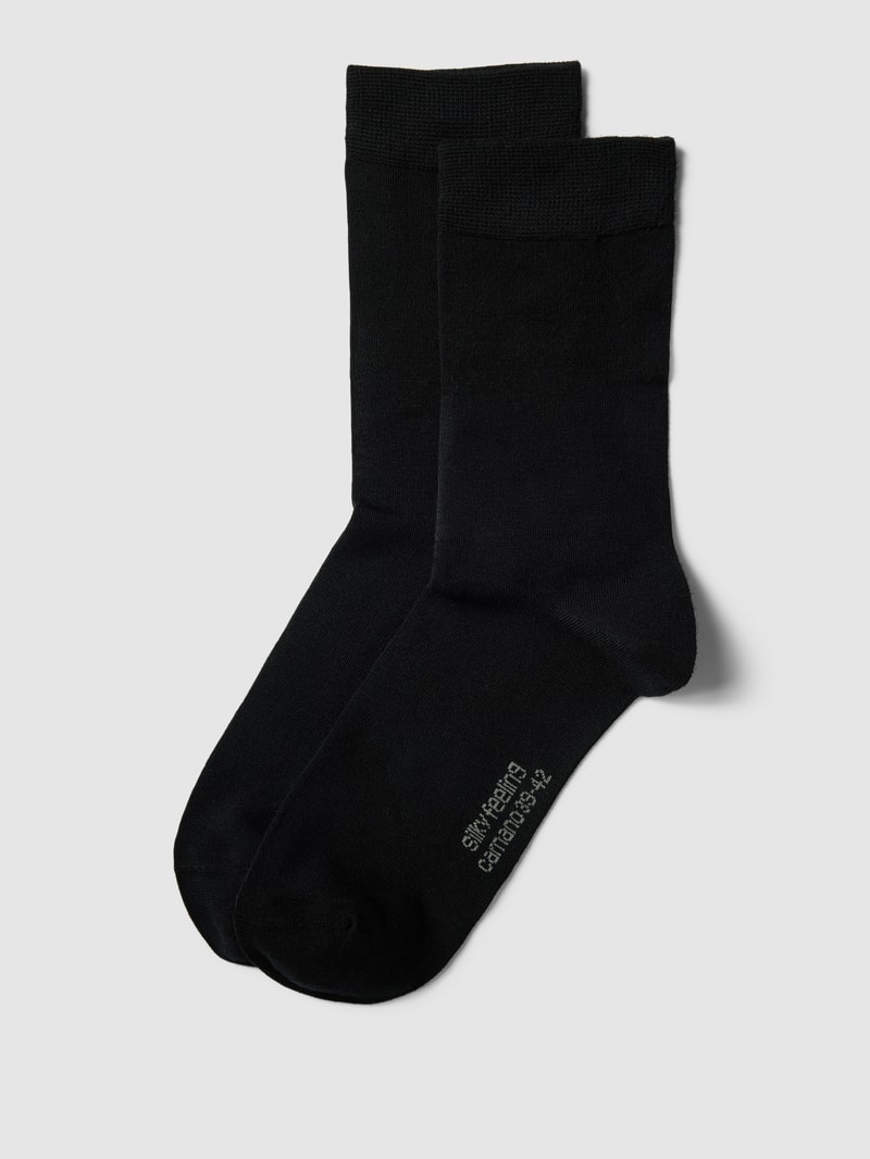 Socken mit Label-Detail Modell 'SILKY FEEL' in schwarz