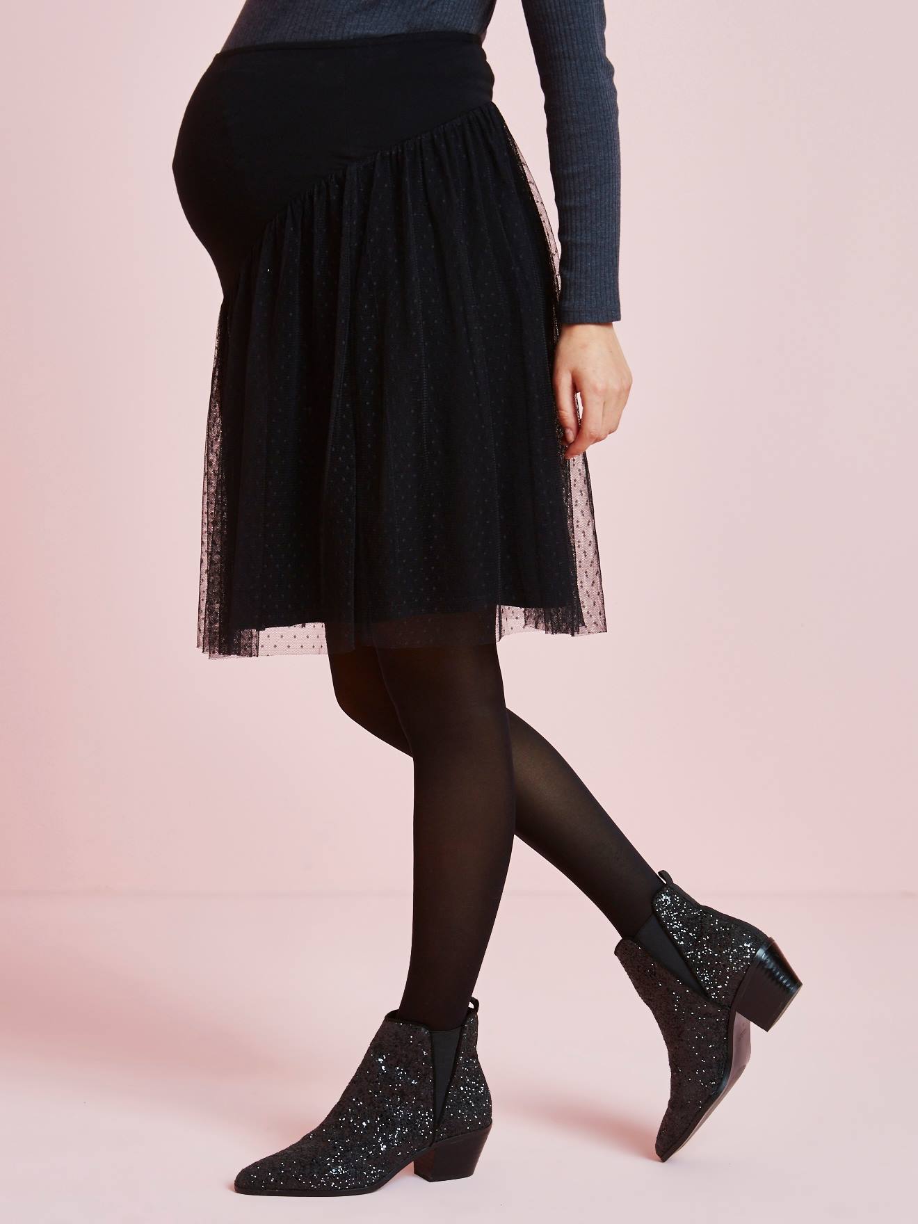 Jupe de grossesse en plumetis noir