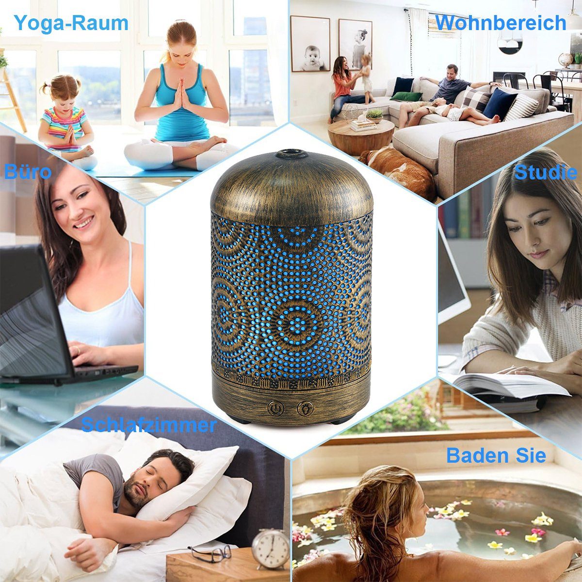 Welikera Luftbefeuchter Aromatherapie Diffusor, Luftbefeuchter Nachtlicht für Schlafzimmer