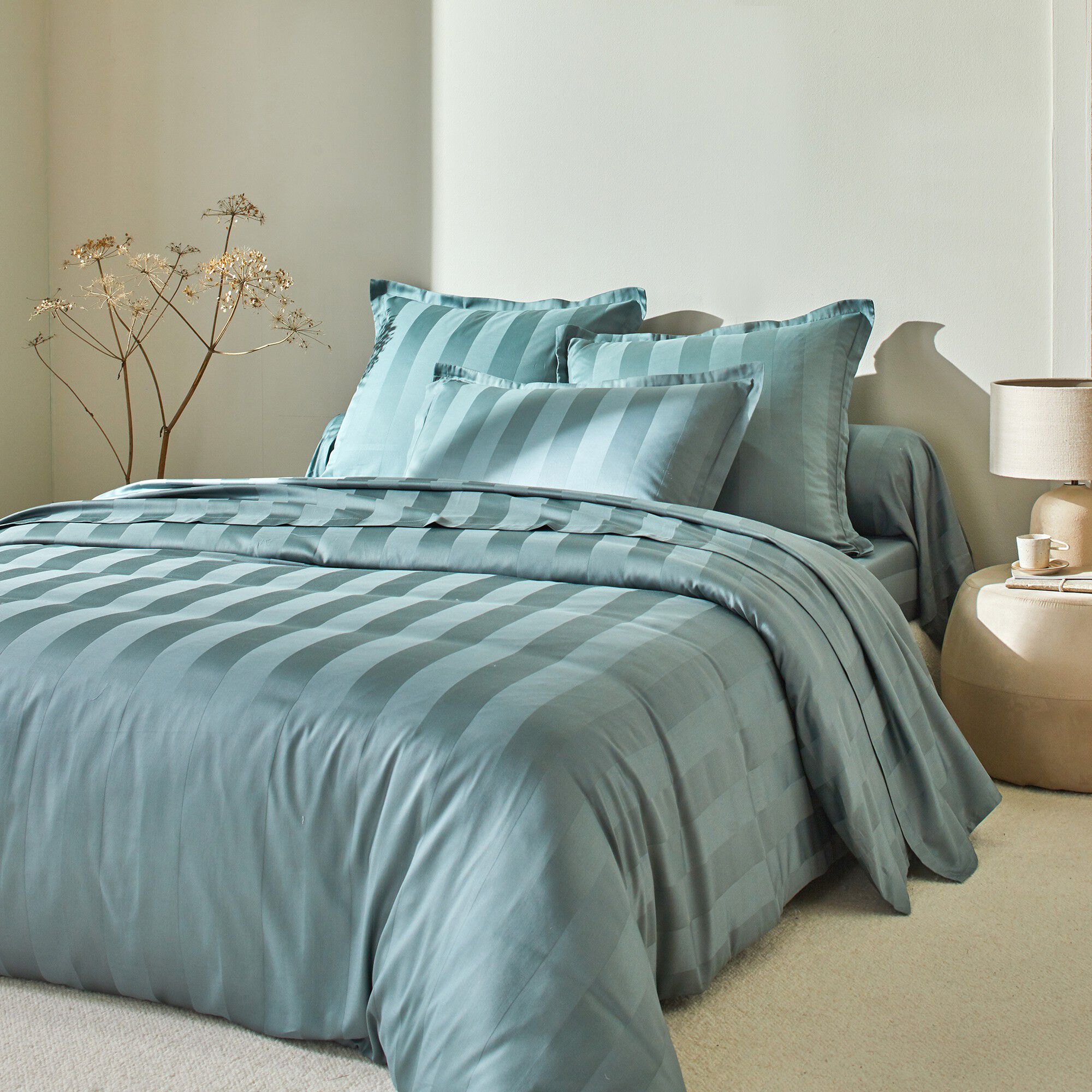 Linge de lit satin rayé