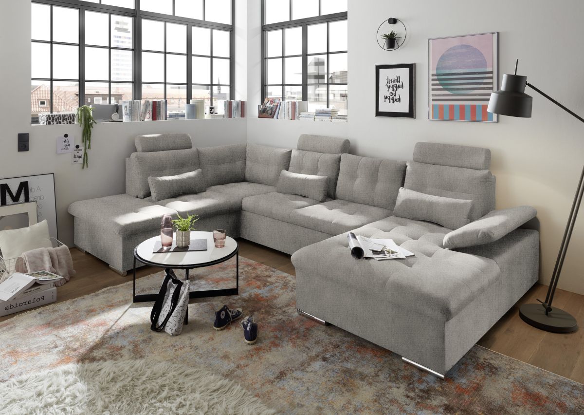 Wohnlandschaft Medan Taupe Stauraum links