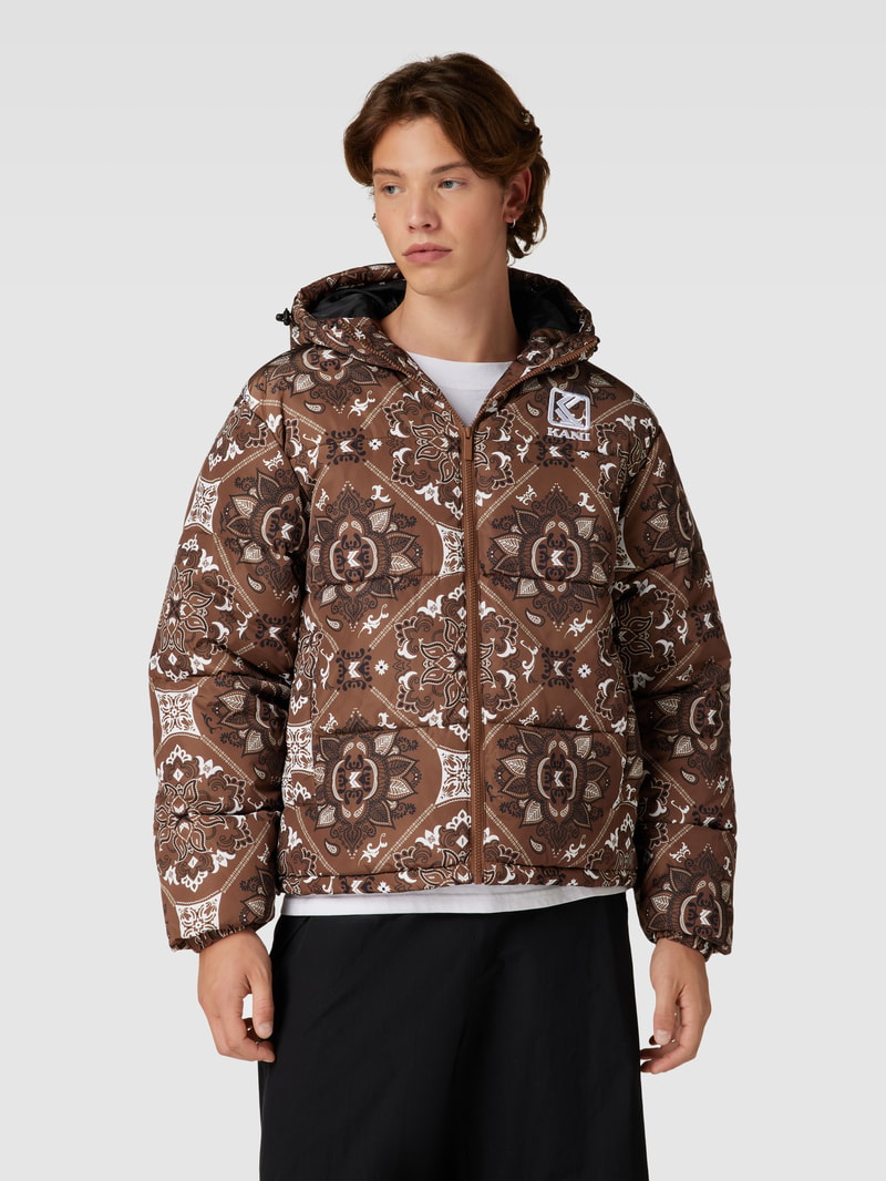Steppjacke mit Allover-Muster in schokobraun