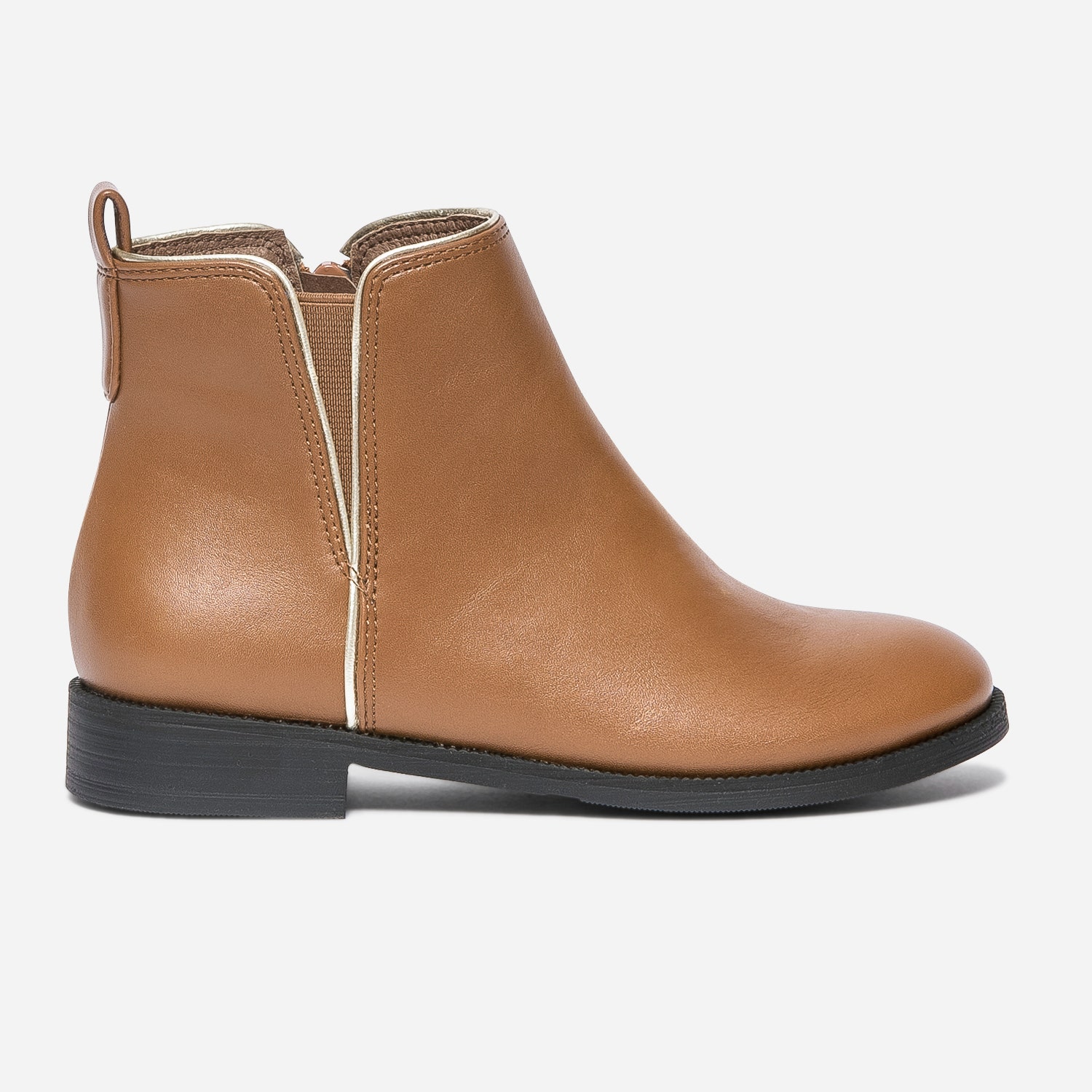 Boots camel souligné de doré