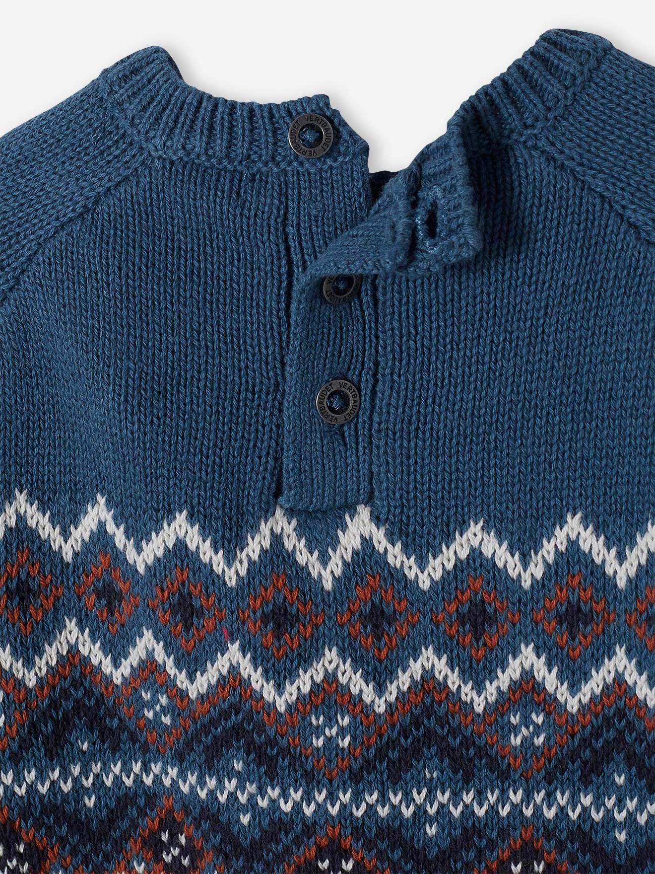 Pull jacquard bébé cannelle