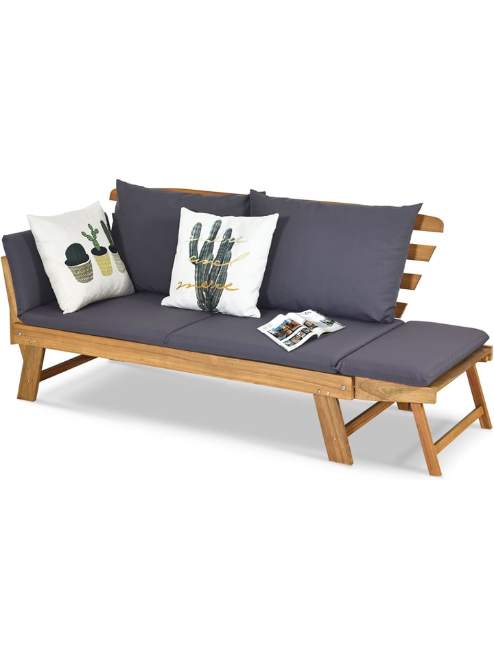 COSTWAY Gartenbank Schlafsofa in Grau günstig kaufen onesize