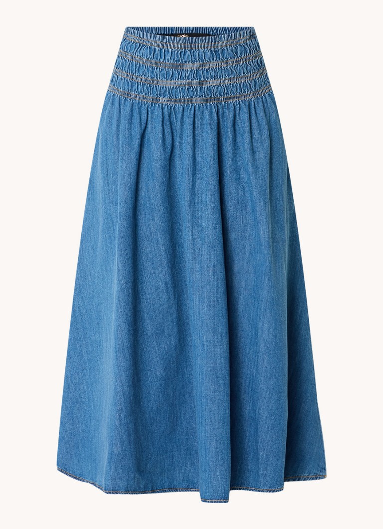 Gonna midi in chambray Maje con tasche laterali