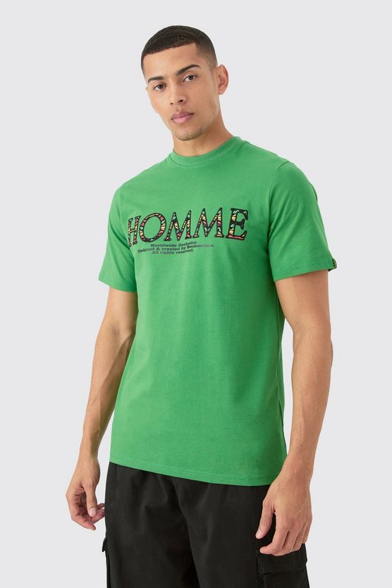 T-Shirt mit Homme-Stickerei