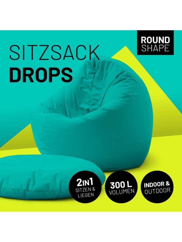 Lumaland Indoor/Outdoor-Sitzsack Runder 2in1 Sitzsack 300l  120x80x75cm -türkis günstig kaufen onesize