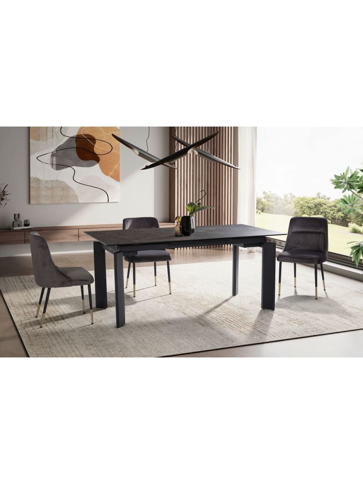 KADIMA DESIGN Esszimmertisch 180x95x77 cm Keramik Glas Esstisch , in Schwarz günstig kaufen onesize