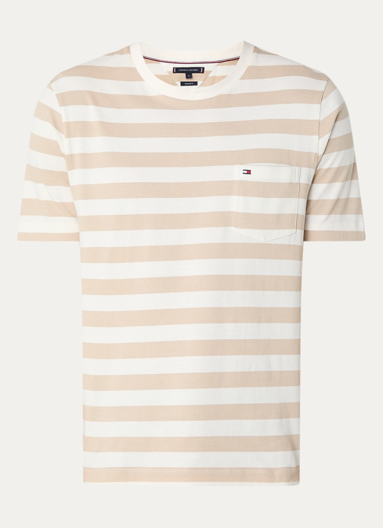 Tricou cu dungi Tommy Hilfiger și buzunar la piept