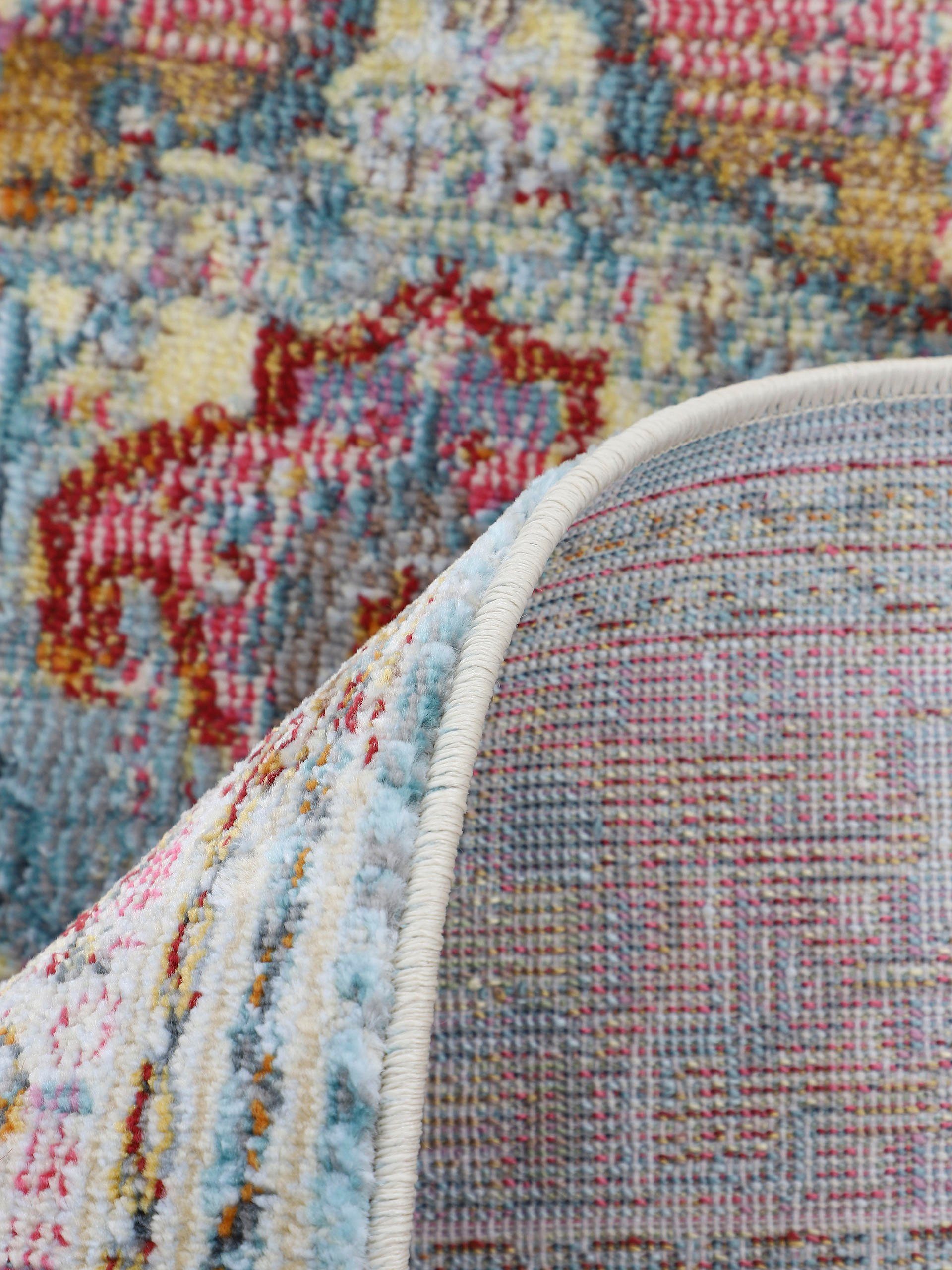 Teppich Esha, carpetfine, rechteckig, Höhe: 8 mm, Vintage Look, schöne Farben, mit Fransen, Wohnzimmer