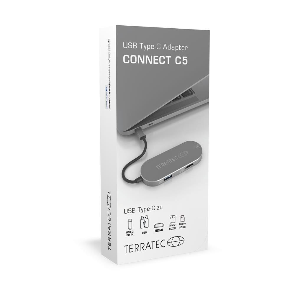 Terratec CONNECT C5 Dockingstation (USB Type-C Adapter mit USB-C PD, HDMI, 2 x USB 3.0 und Card Reader)