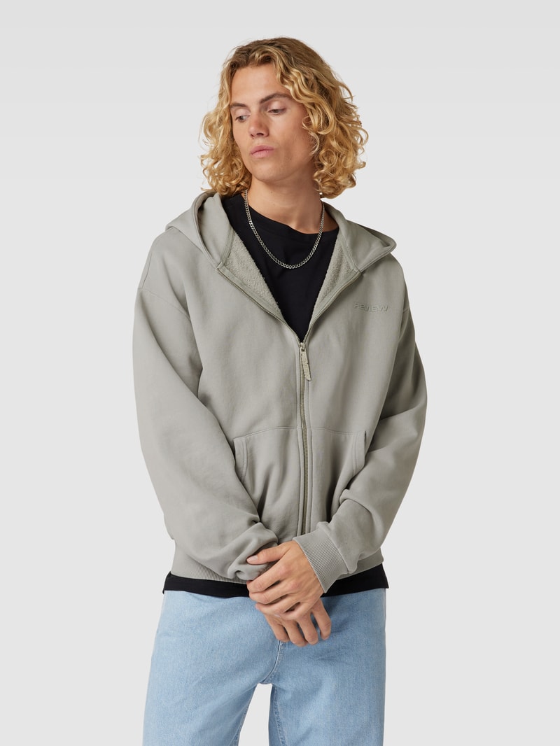 Sweatjacke mit Känguru-Tasche in mittelgrau