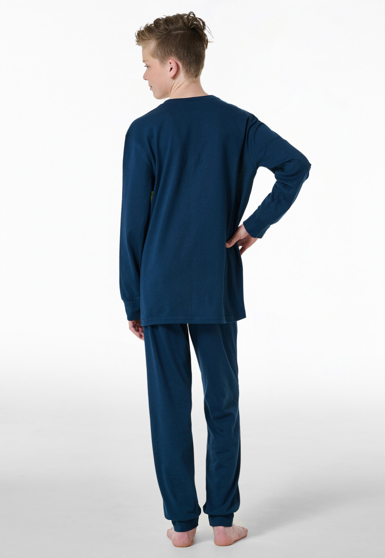 Schlafanzug lang Bündchen nachtblau - Teens Nightwear