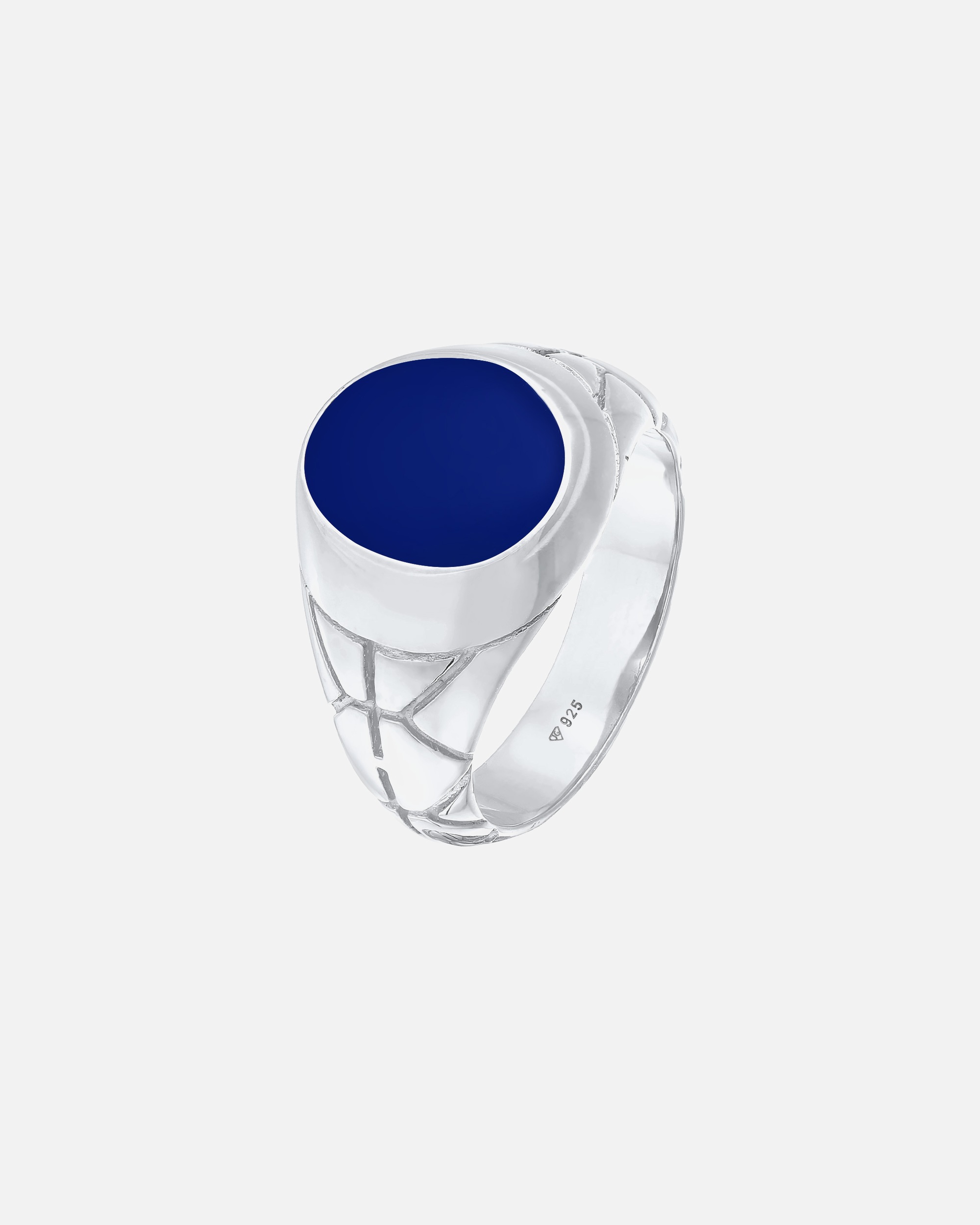 Anello da uomo KUZZOI Basic con sigillo - Ovale blu con smalto in argento sterling 925 placcato oro