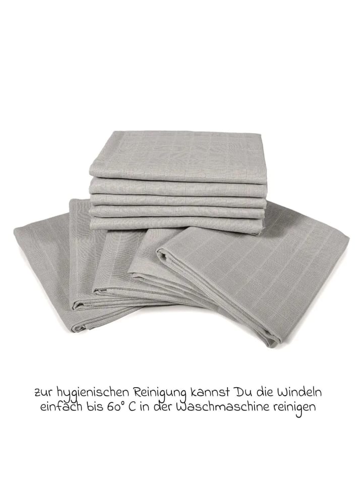 Makian Mullwindel / Mulltuch 10er Pack 80 x 80 cm - Grau in grau günstig kaufen onesize