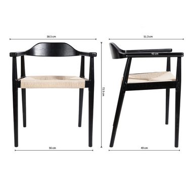 LIM HOME Esszimmerstuhl SW010 (Packung, 1 St), Eichenholzrahmen mit Sitzfläche aus Papierseil, einfache Montage