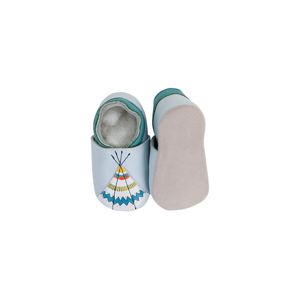Lait et Miel Indien Krabbelschuhe mit Indianer und Teepee