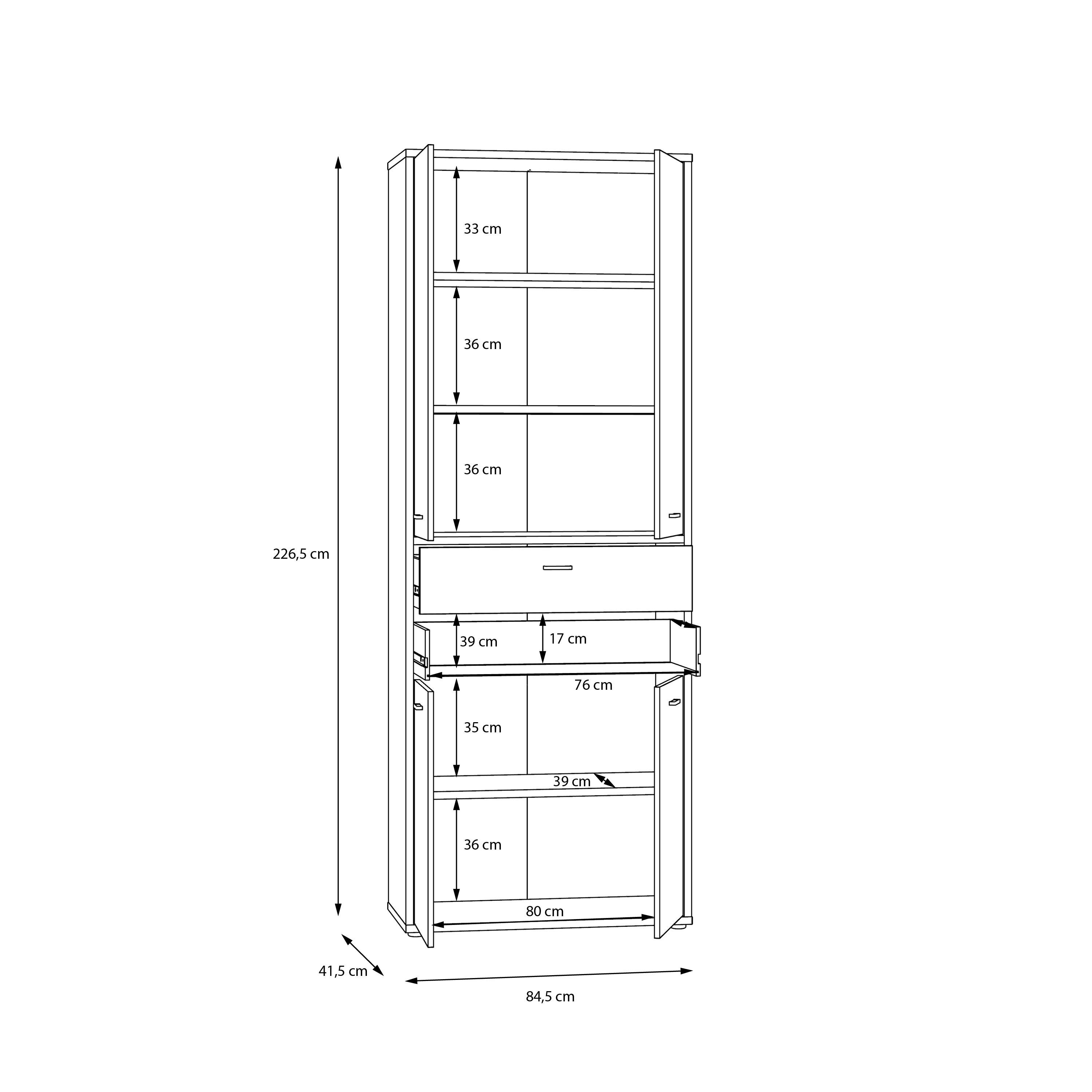 FORTE Mehrzweckschrank Ice Valley Moderner Aktenschrank für das Home Office, Breite 84,5 cm